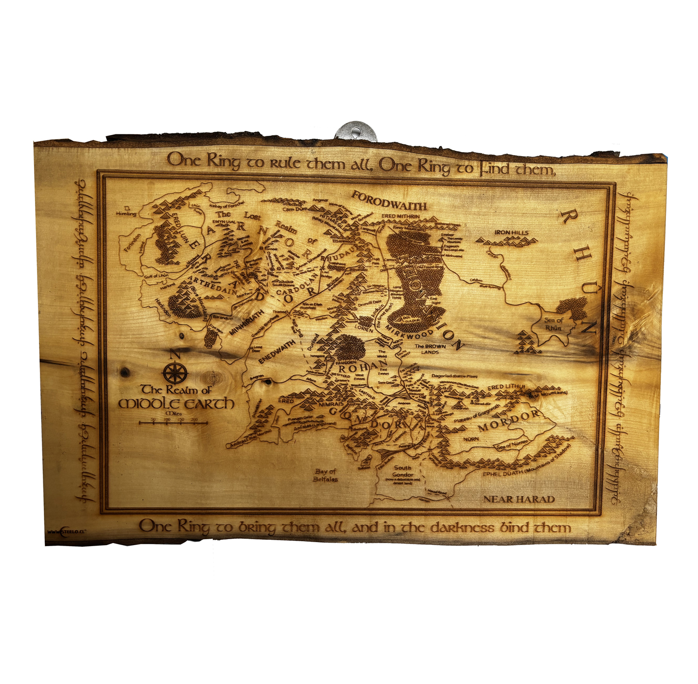 Lord Of the Rings Mapa de la Tierra media en madera nativa
