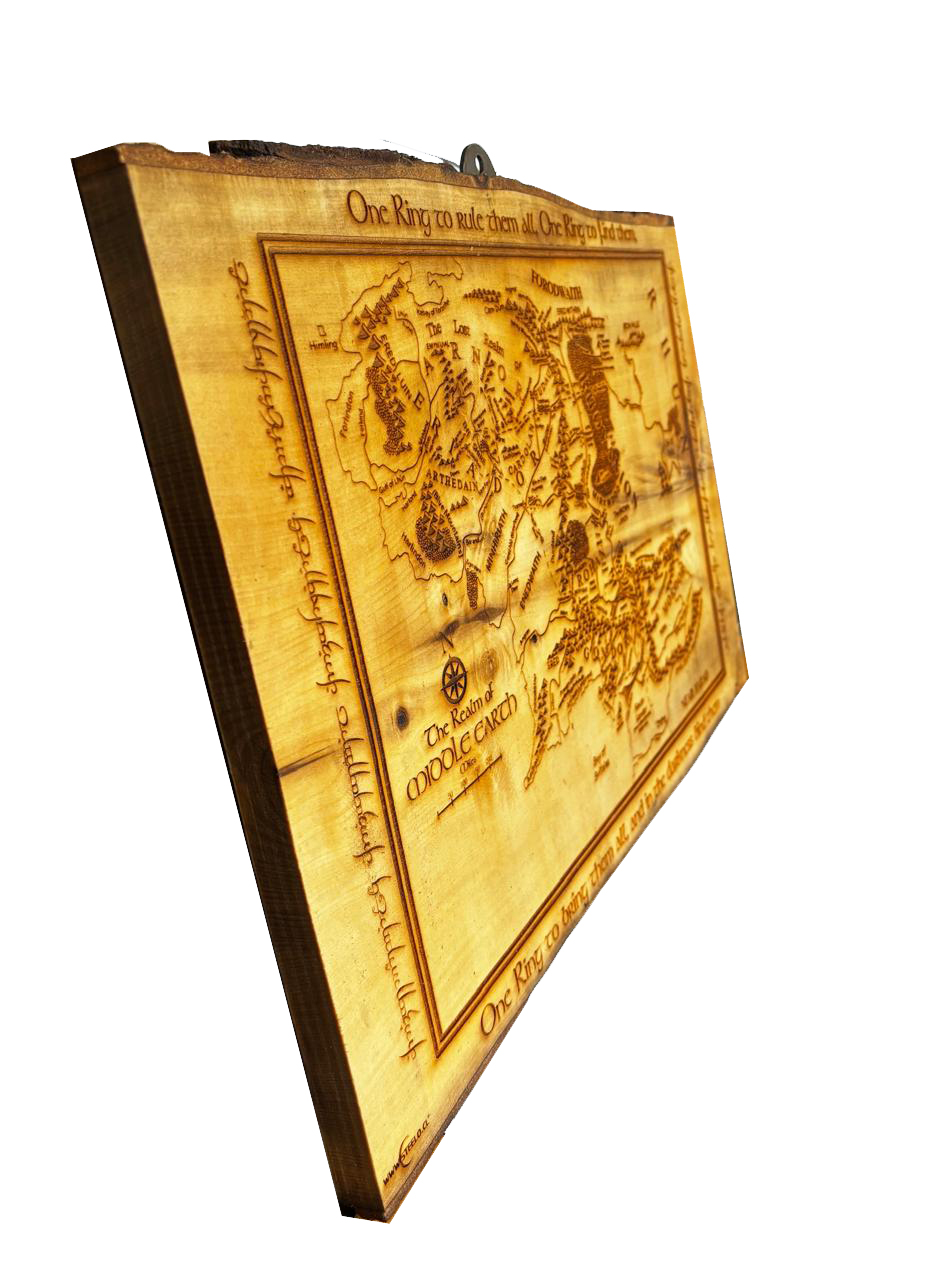 Lord Of the Rings Mapa de la Tierra media en madera nativa
